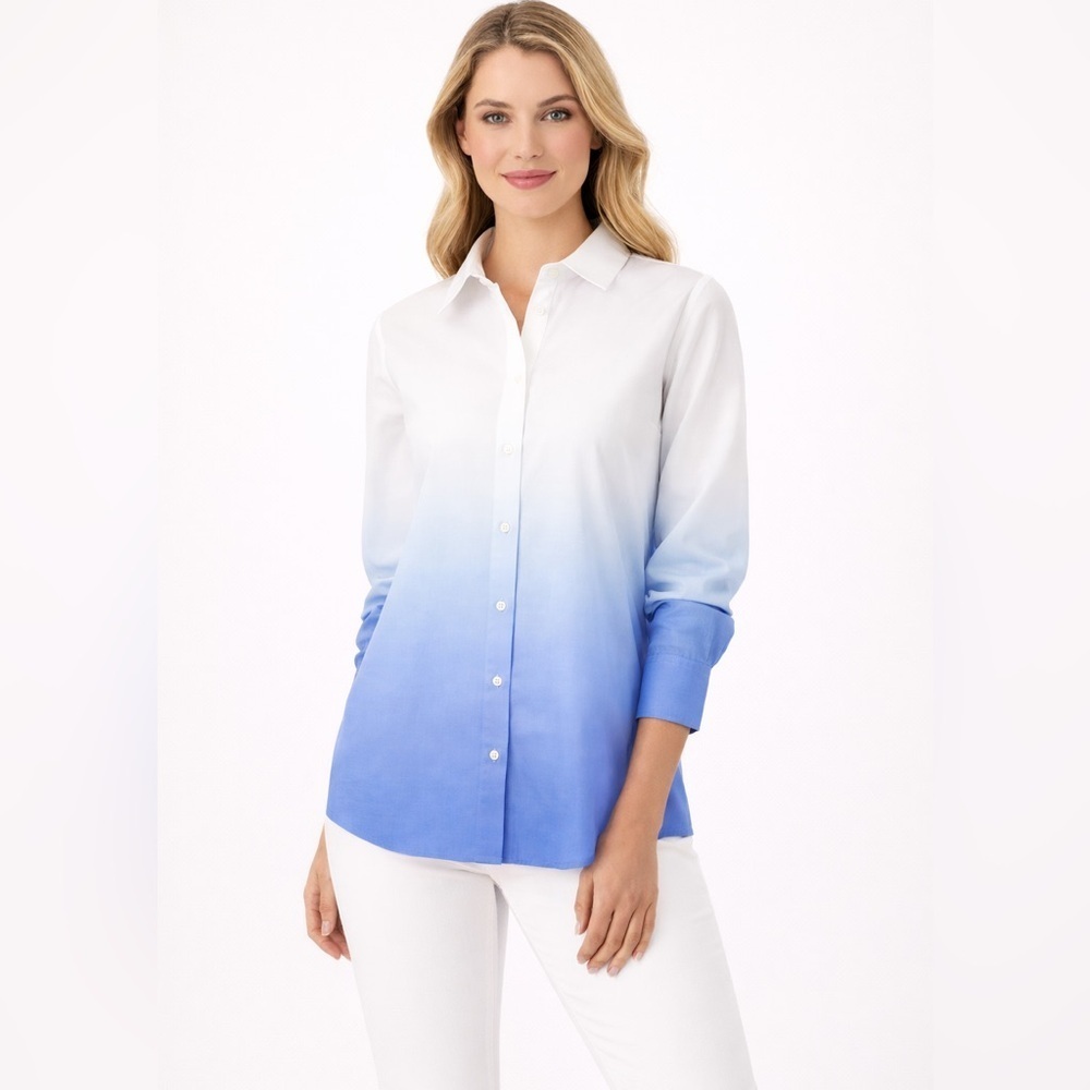 J. McLaughlin 100% Linen Dip-Dye Button Down | Coastal Chic
